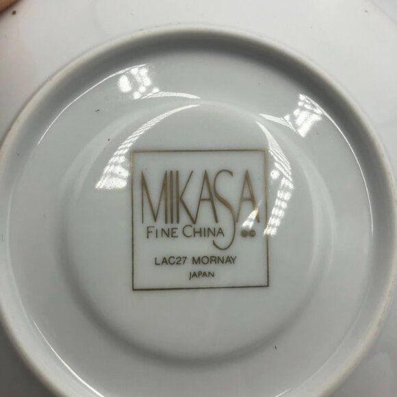 Vintage Mikasa Teacup and Saucer Set Fine China LAC27 Japan Mornay White - Picture 7 of 14